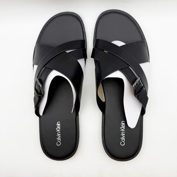 Calvin Klein Mens Elon Slip On Sandals US 13 M Black Vegan Leather NIB - Picture 10 of 12